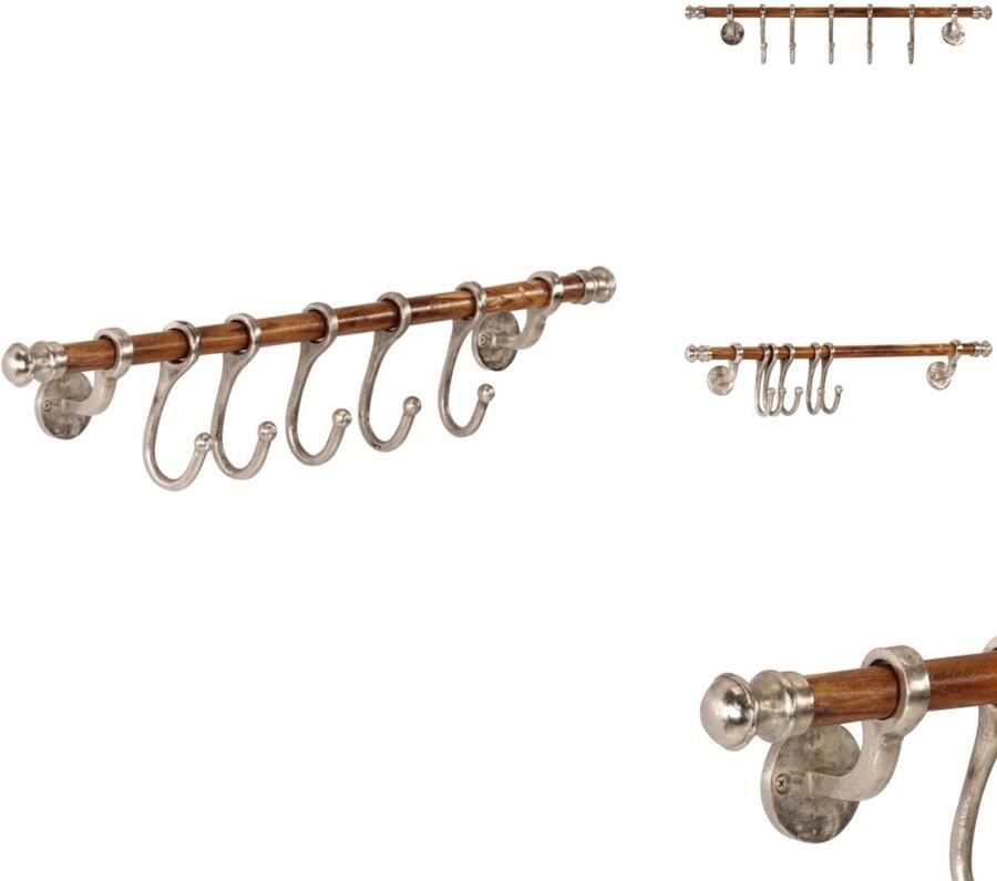 VidaXL Kapstok Kapstokken Kledingrek Jassenrek Wandkapstok 75x15 cm aluminium
