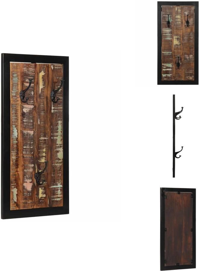 VidaXL Kapstok Kapstokken Kledingrek Kleerhanger Rek Kapstok 40x2x80 cm massief gerecycled hout meerkleurig