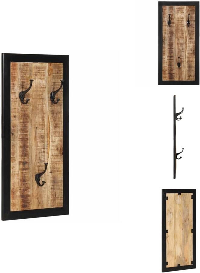 VidaXL Kapstok Kapstokken Kledingrek Kleerhanger Rek Kapstok 40x2x80 cm massief ruw mangohout