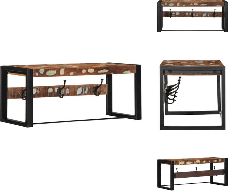 VidaXL Kapstok Kapstokken Kledingrek Kleerhanger Rek Kapstok 80x35x35 cm massief gerecycled hout meerkleurig