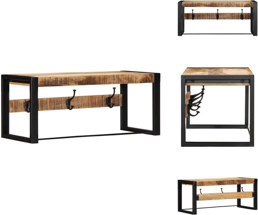 VidaXL Kapstok Kapstokken Kledingrek Kleerhanger Rek Kapstok 80x35x35 cm massief ruw mangohout