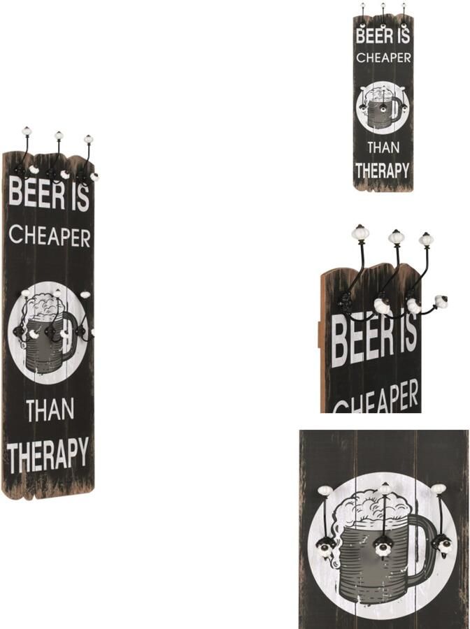 VidaXL Kapstok Kapstokken Muurkapstok Muurkapstokken Wandkapstok met 6 haken 120x40 cm