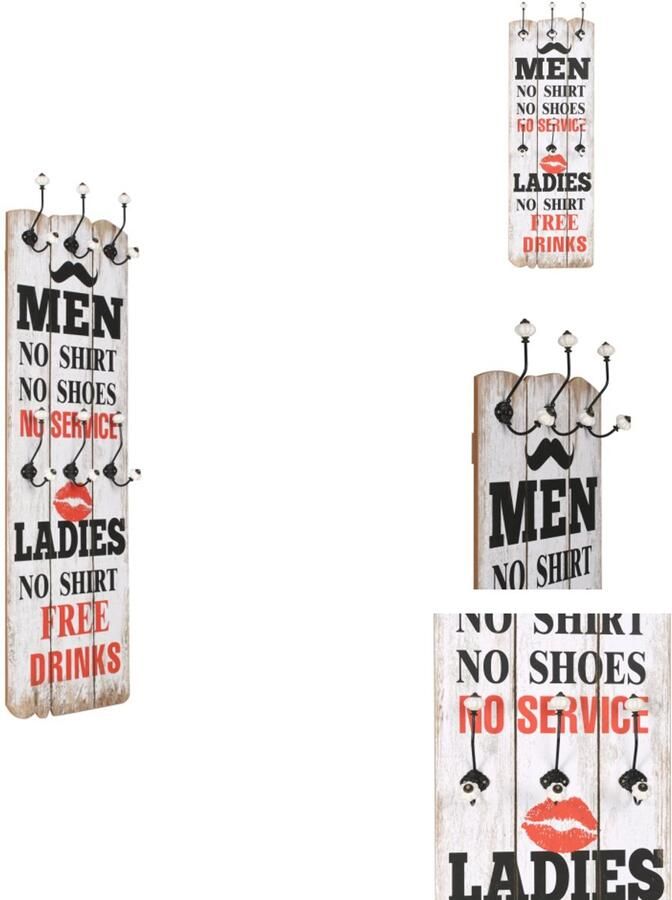 VidaXL Kapstok Kapstokken Muurkapstok Muurkapstokken Wandkapstok met 6 haken MEN LADIES 120x40 cm