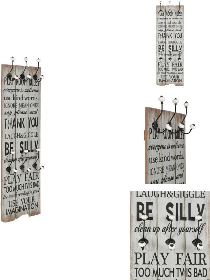 VidaXL Kapstok Kapstokken Muurkapstok Muurkapstokken Wandkapstok met 6 haken THANK YOU 120x40 cm