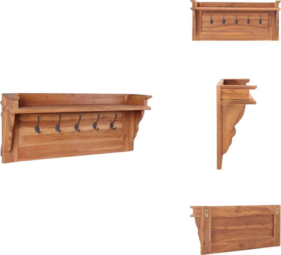VidaXL Kapstok Kapstokken Wandkapstok Wandkapstokken Wandkapstok 80x16 5x35 cm massief teakhout