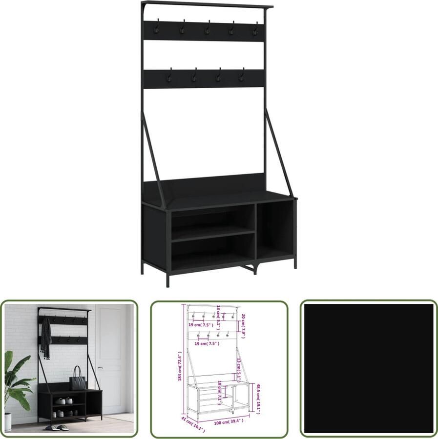 The Living Store Kapstok Vrijstaand Kledingrek 100 x 41 x 184 cm Duurzaam Hout Kledingrek Kapstok Houten Kledingrek Vrijestaande Kapstok Garderobe