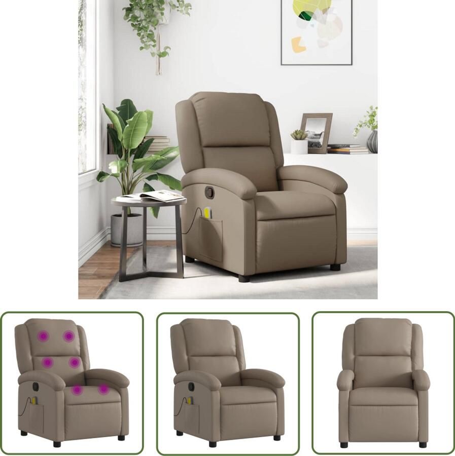 VidaXL Massagestoel verstelbaar kunstleer cappuccinokleurig Massagestoel Kapstok Lounge Stoel Bruine Stoel Lederlook