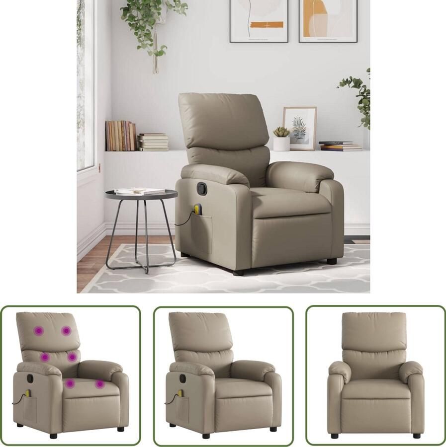 The Living Store Massagestoel verstelbaar kunstleer cappuccinokleurig Massagestoel Ergonomische Stoel Lounge Stoel Relaxstoel Kapstok - Foto 2