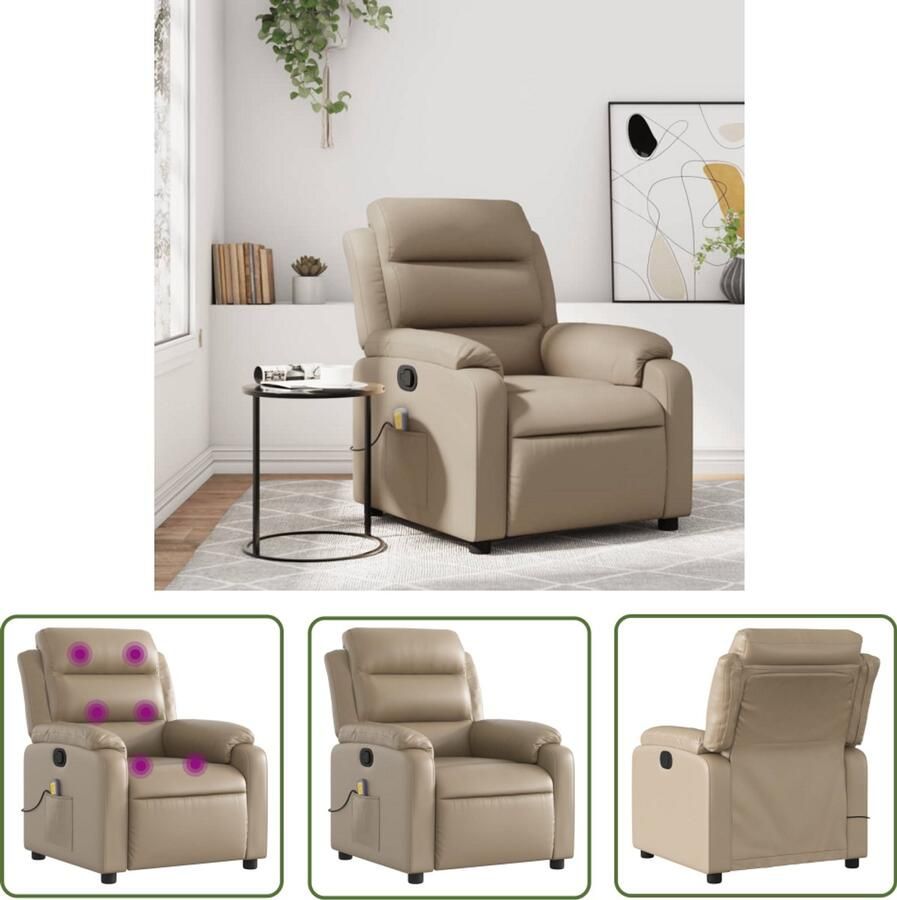 VidaXL Massagestoel verstelbaar kunstleer cappuccinokleurig Massagestoel Kapstok Loungestoel Relaxstoel Elektrische Massage