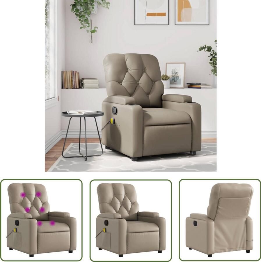 VidaXL Massagestoel verstelbaar kunstleer cappuccinokleurig Massagestoel Kapstok Loungestoel Relaxstoel Ergonomische Stoel