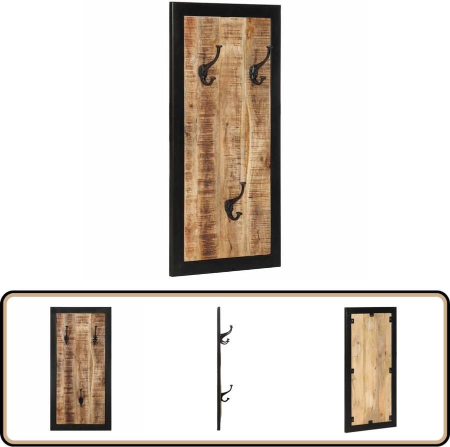 VidaXL Kapstok Massief Mangohout 40x2x80 cm Wandkapstok Kapstok Houten Mango Hout Entree Decoratie Opberg Oplossing