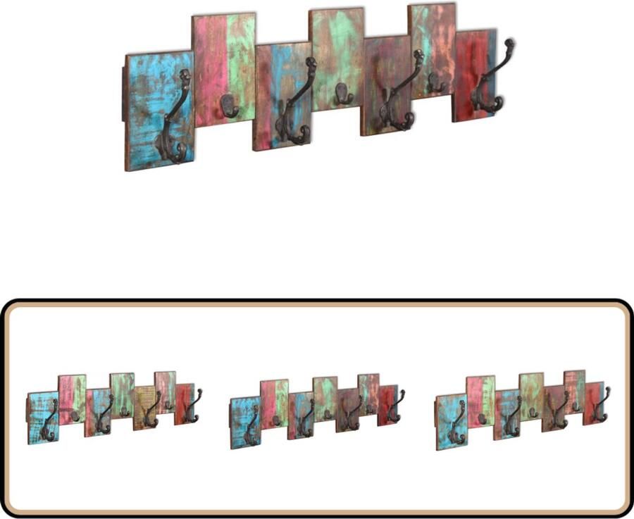 VidaXL -Kapstok-met-7-haken-massief-gerecycled-hout