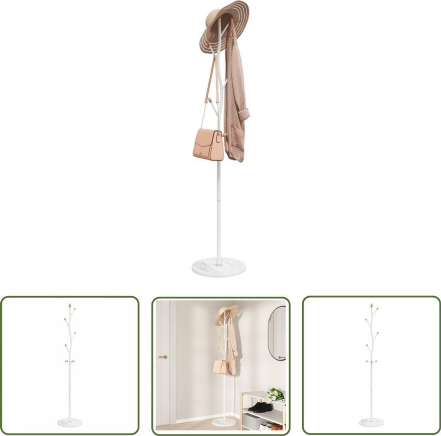 The Living Store Kapstok Houten Kogelkap 177 cm Marmeren Voet Houten Kapstok Met Marmeren Voet Entreehal Meubilair Wanddecoratie Garderobe