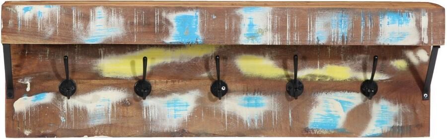 VidaXL Kapstok met Plank Wandgemonteerd Van Massief Gerecycled Hout en Metaal - Foto 2