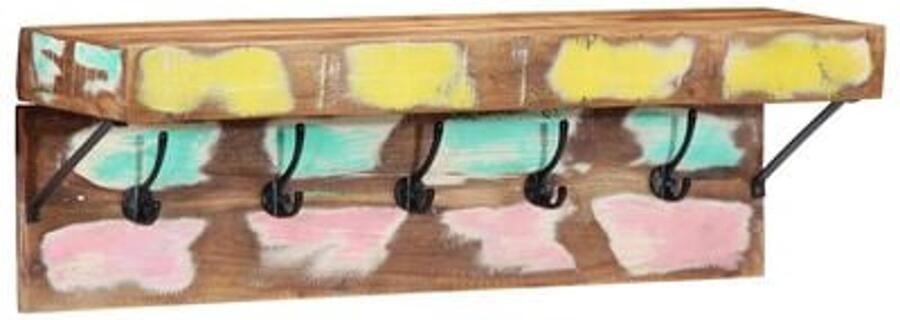 VidaXL Kapstok met Plank Wandgemonteerd Van Massief Gerecycled Hout en Metaal