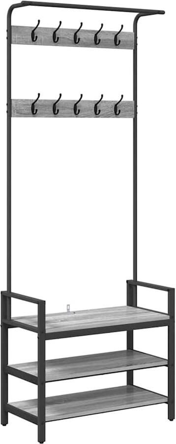 VidaXL Kapstok met plank Grijs sonoma 75 x 34 x 184 cm Bewerkt hout