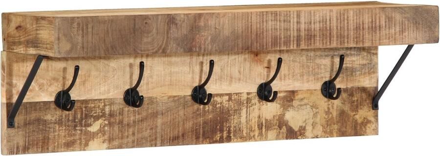 VidaXL Kap- en hoedenrekken Natuurlijke houtkleur Massief ruw mangohout - Foto 3