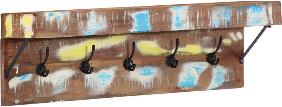 VidaXL Kapstok met Plank Wandgemonteerd Van Massief Gerecycled Hout en Metaal - Foto 3