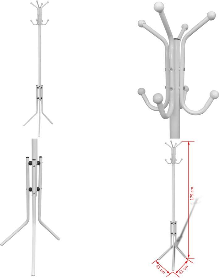 VidaXL Kapstok metaal wit Kapstok Kapstokken Kapstokje Kapstokjes
