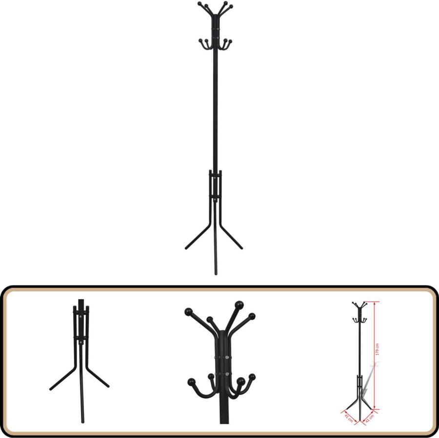 VidaXL Kapstok Zwart 41x41x179 cm Industrieel Design Klassieke Kapstok Zwarte Kapstok Metalen Kapstok Wandkapstok Entreehal Decoratie