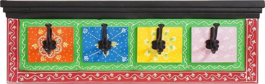 VidaXL Muurmontage Kapstok met 4 Haken 80x25x2 cm Massief Mangohout & Engineered Wood