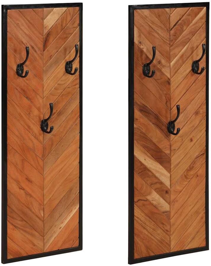 VidaXL Kapstokken 2 st 35x1x90 cm massief acaciahout