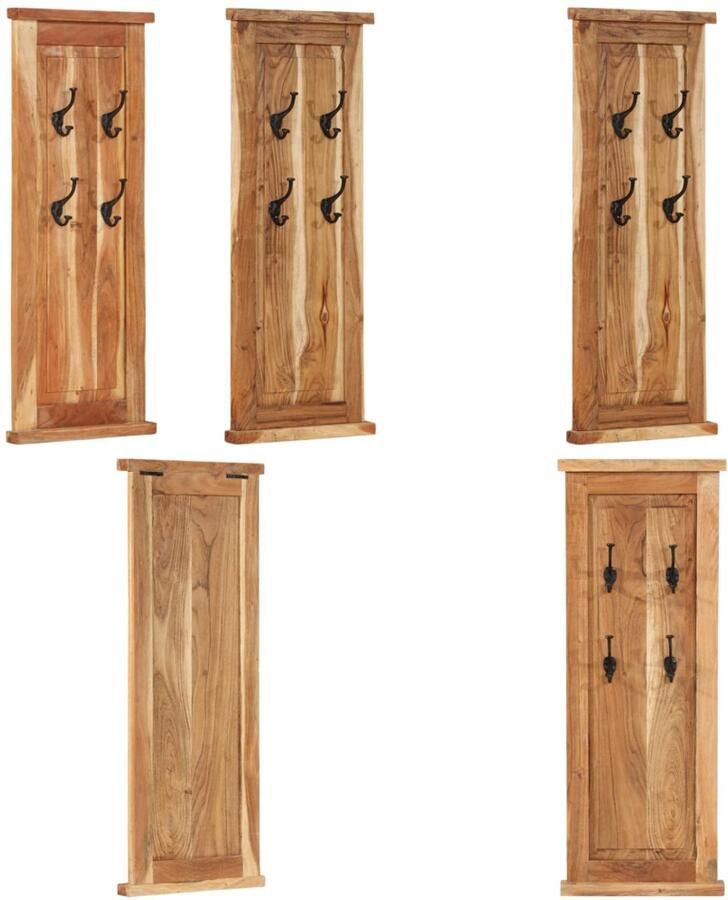 VidaXL Kapstokken 2 st 38x100 cm massief acaciahout Kapstok Kapstokken Kap Stok Kleerhanger