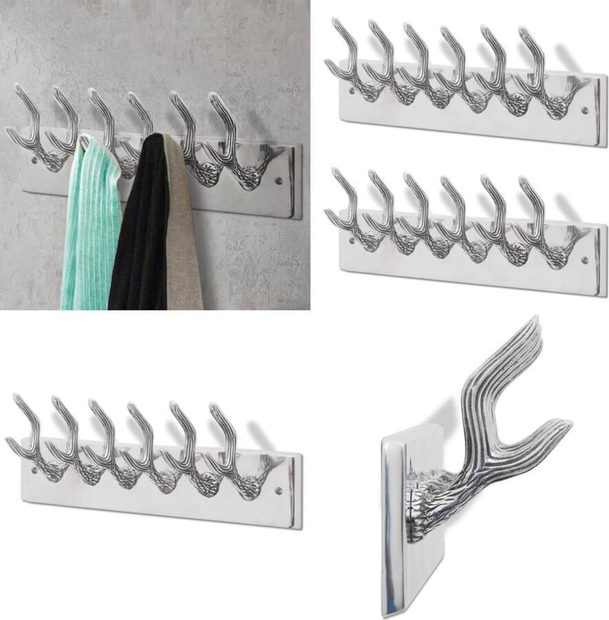 VidaXL Kapstokken 2 st aluminium zilverkleurig Kapstok Kapstokken Kap Stok Kap Stokken