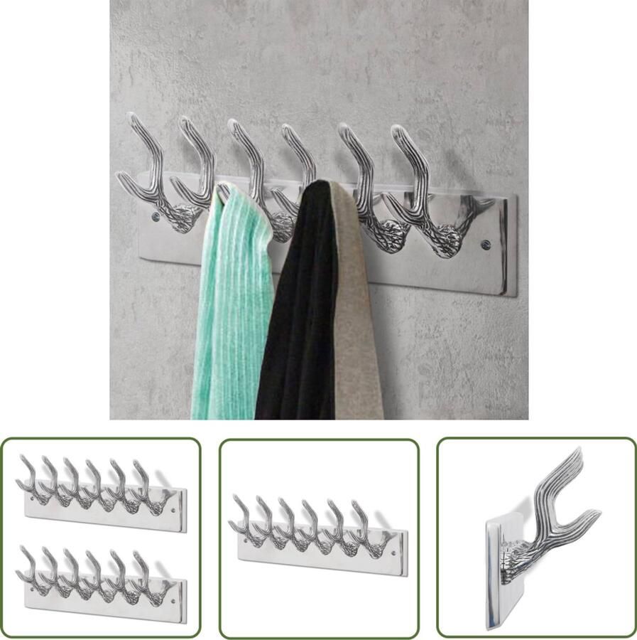VidaXL Kapstokken 2 stuks Aluminium Zilver Aluminium Kapstok Wandkapstok Kapstok Silver Vintage Kapstok Entreehal Meubilair Garderobe Organiseren