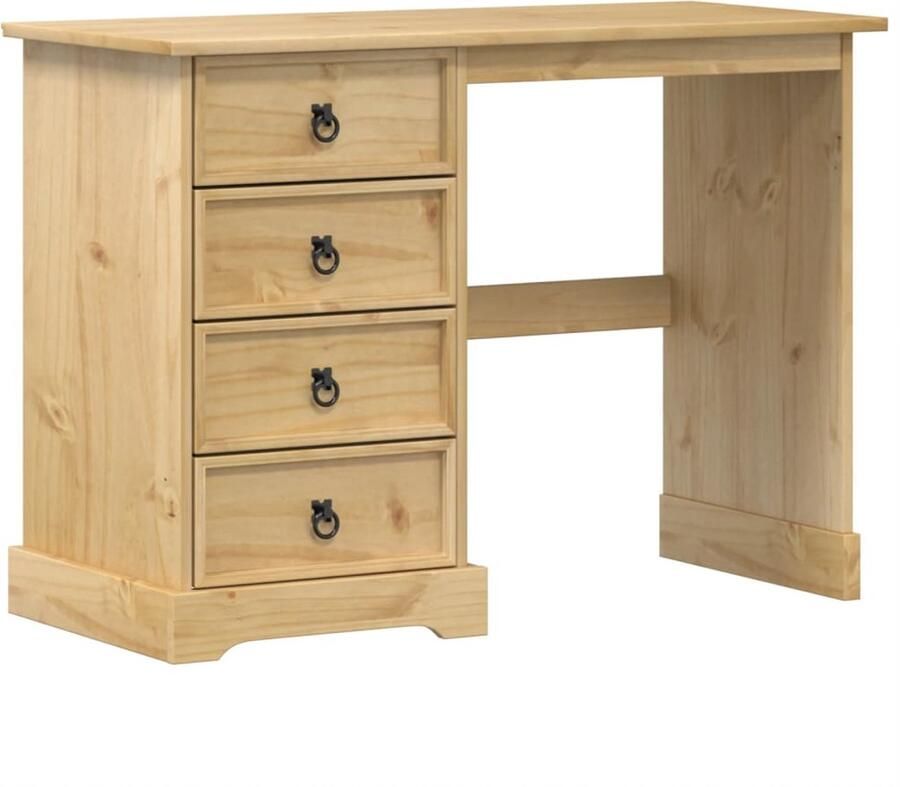 VidaXL Kaptafel Corona Massief Grenenhout 104x47x75cm Kaptafel Kaptafels Kap Tafel Make-up Tafel