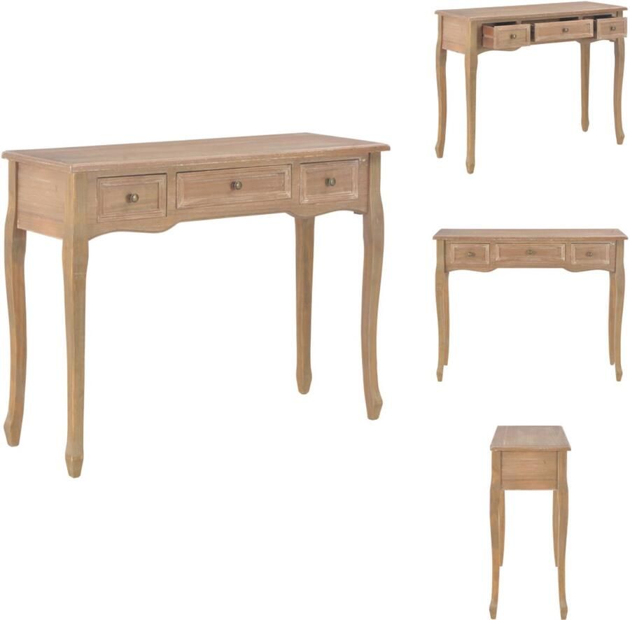 VidaXL Kaptafel Kaptafels Kap Tafel Kap Tafels Bijzettafeltje met 3 lades bruin