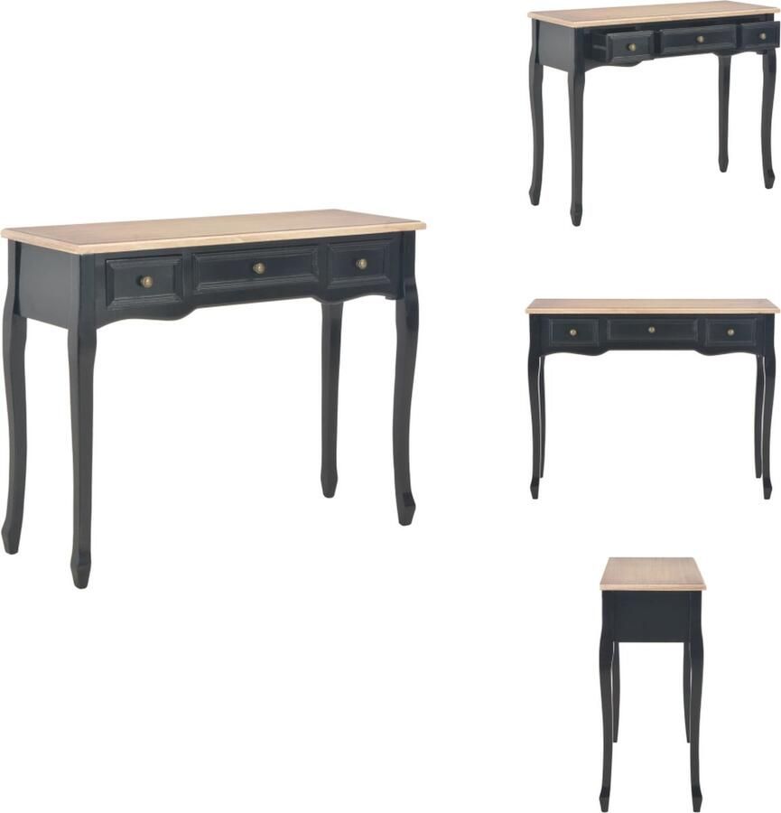 VidaXL Kaptafel Kaptafels Kap Tafel Kap Tafels Bijzettafeltje met 3 lades zwart