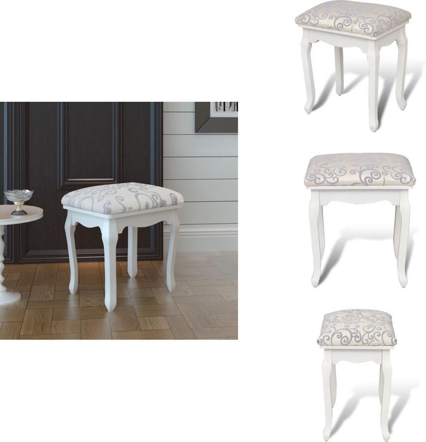 VidaXL Kaptafel Kaptafels Kap Tafel Kap Tafels Kaptafelkrukje stof warmwit