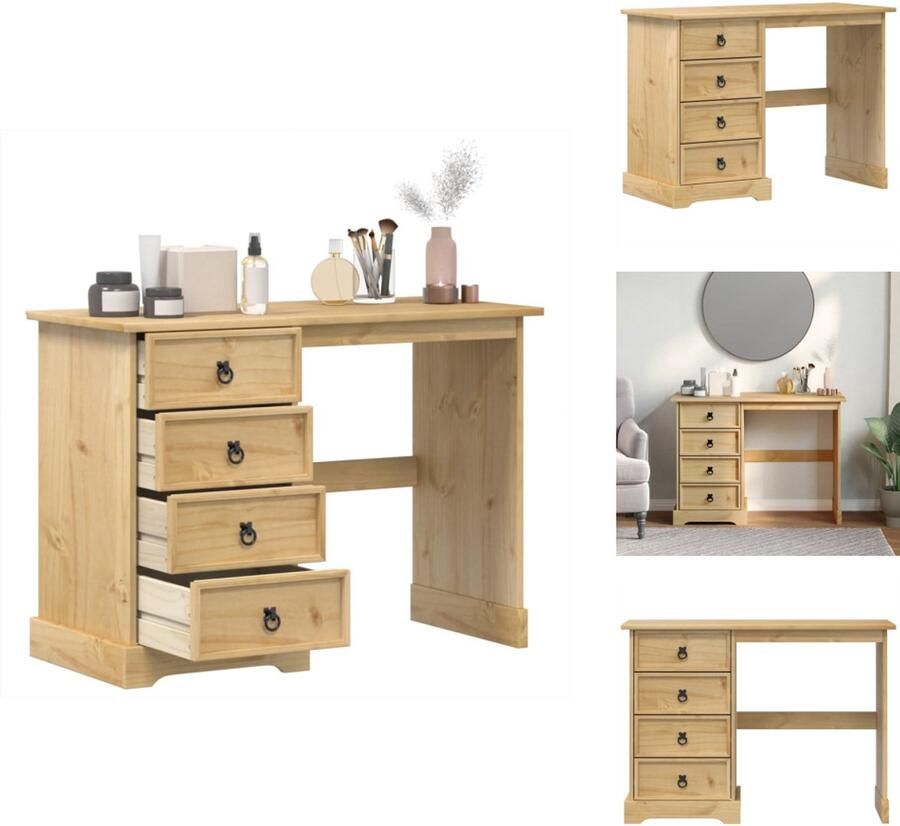VidaXL Kaptafel Kaptafels Kap Tafel Make-up Tafel Kaptafel Corona 104x47x75 cm massief grenenhout