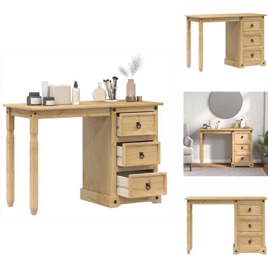 VidaXL Kaptafel Kaptafels Kap Tafel Make-up Tafel Kaptafel Corona 110x47x75 cm massief grenenhout