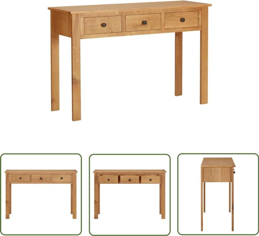 VidaXL Kaptafel Massief Eikenhout 110x40x75 cm Eikenvloer Salontafel Make-uptafel Dressingkast Bijzettafels Kamermeubilair Vintage Meubelen Landelijke Stijl Hout