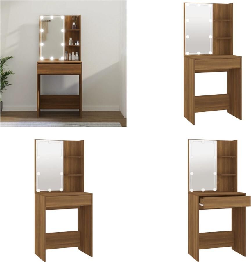 VidaXL Kaptafel met LED-verlichting 60x40x140 cm bruineikenkleurig - Foto 2