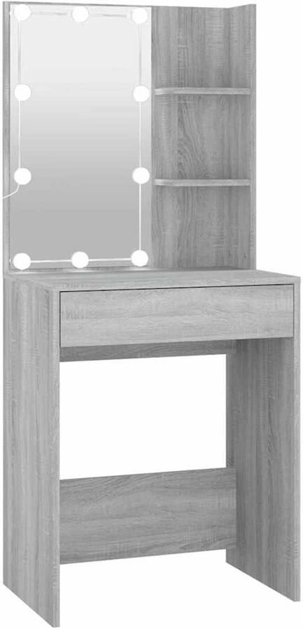 VidaXL Kaptafel met LED-verlichting 60x40x140 cm grijs sonoma eiken - Foto 2