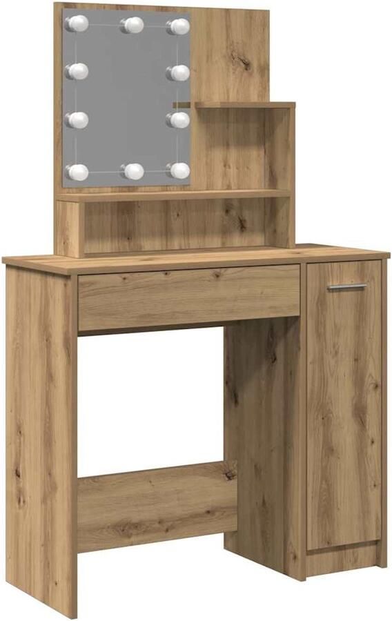 VidaXL Kaptafel met LED-verlichting 86 5x35x136 cm artisanaal eiken