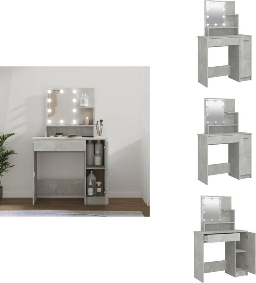 VidaXL Kaptafel met LED-verlichting 86 5x35x136 cm betongrijs - Foto 3