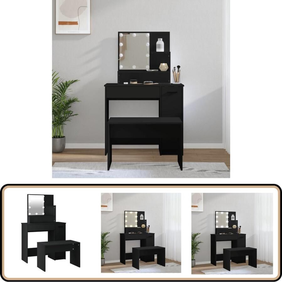 VidaXL Kaptafel met LED-verlichting 86 5x35x136 cm zwart - Foto 4