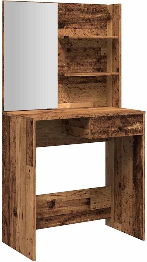 VidaXL Kaptafel met spiegel 74 5x40x141 cm oud houtkleurig