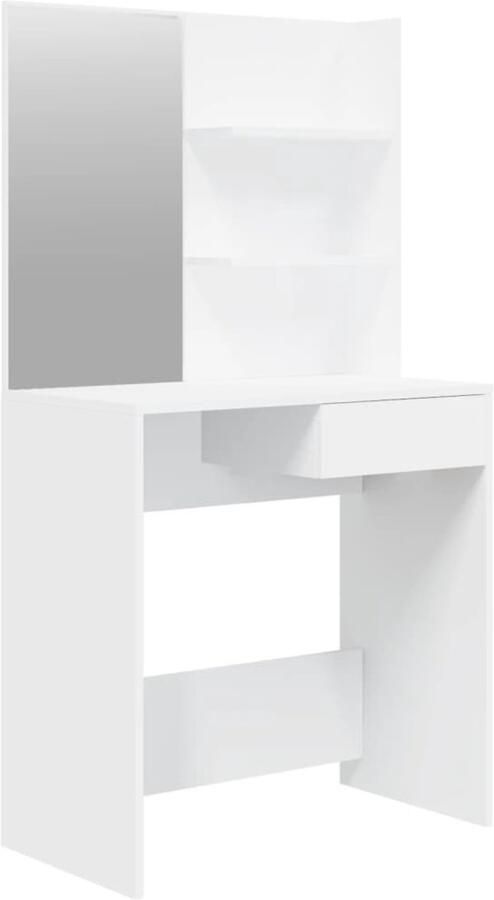 VidaXL Kaptafel met Spiegel Wit 74 5x40x141 cm Kaptafel Make-up Tafel Dressing Table Badkamermeubilair Houten Kaptafel