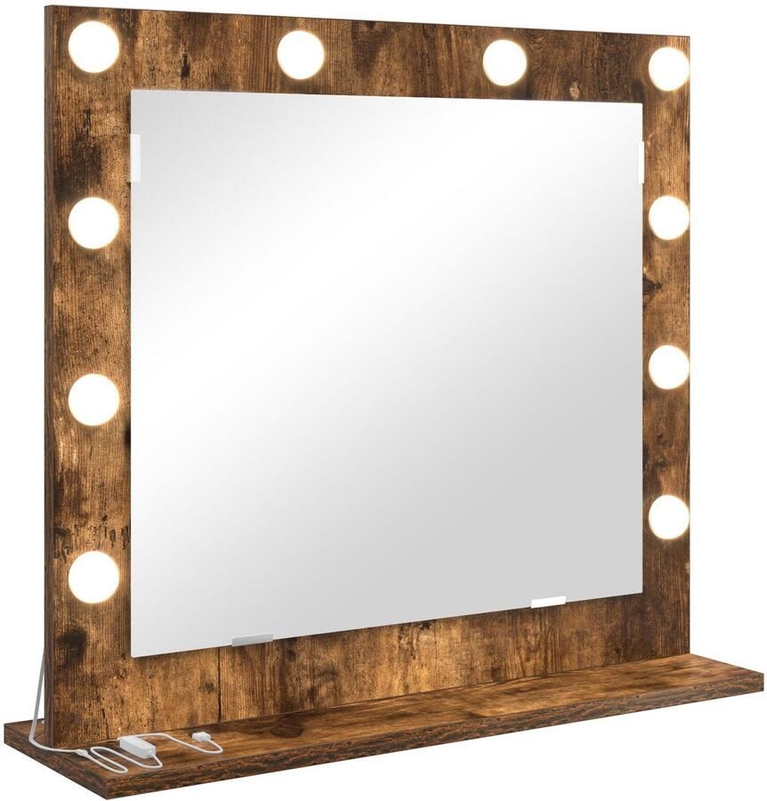 VidaXL Kaptafel Spiegel Gerookt Eiken Bewerkt Hout 60 x 55 x 18 cm