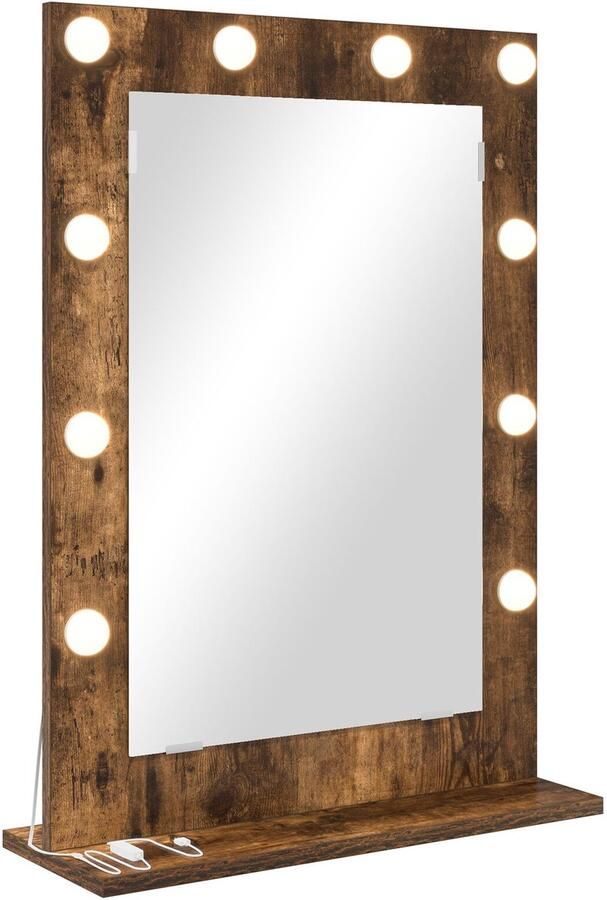 VidaXL Kaptafel Spiegel Gerookt eiken Hout Glas 70 x 50 x 18 cm Spiegel