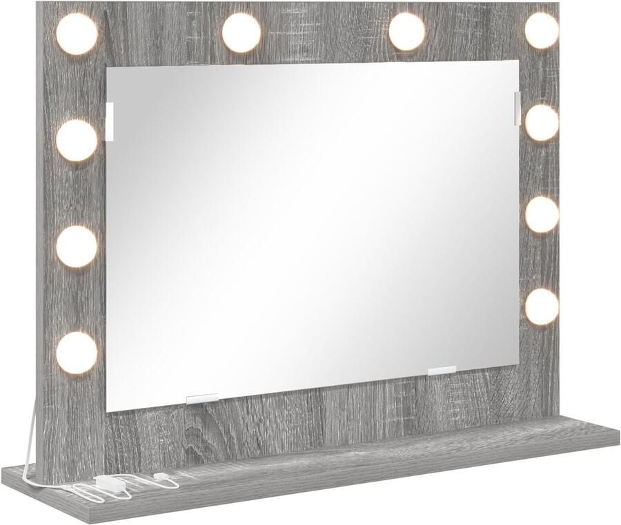 VidaXL Kaptafel Spiegel Grijs Sonoma MDF Glas 60 x 45 x 18 cm