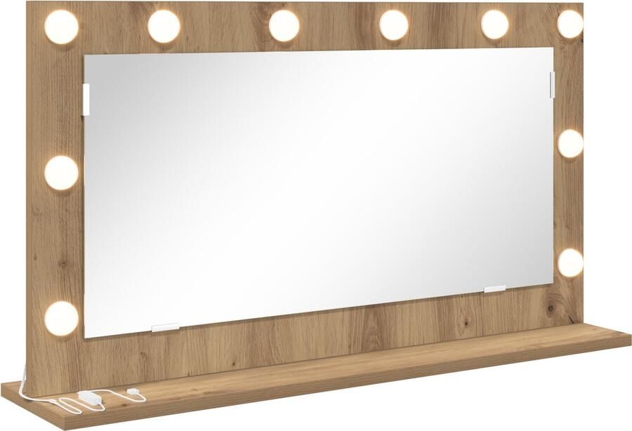 VidaXL Kaptafel Spiegel met LED Verlichting Artisan Eiken 80x18x45 cm