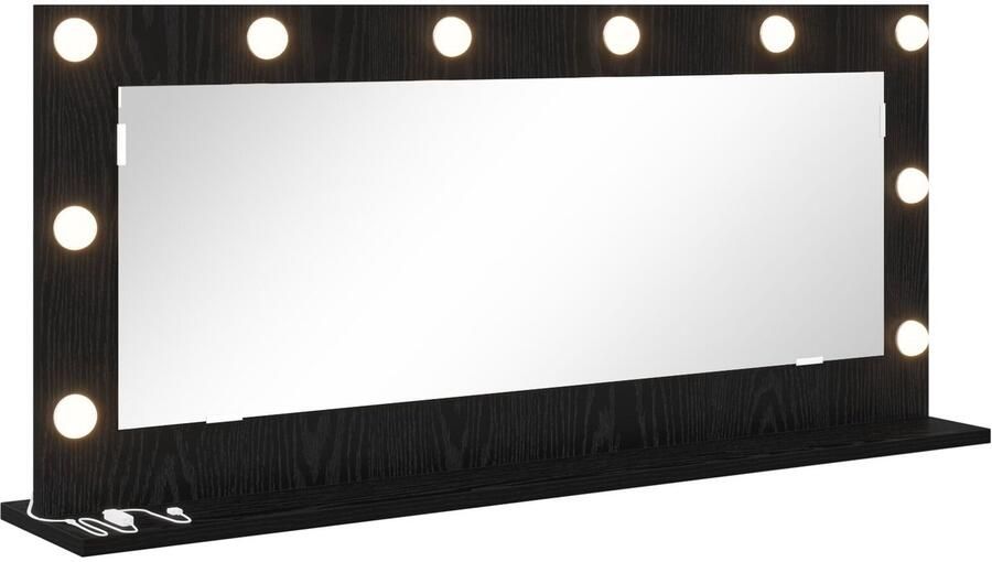 VidaXL Kaptafel Spiegel Zwart eiken Hout Glas Medium Kaptafel Spiegel