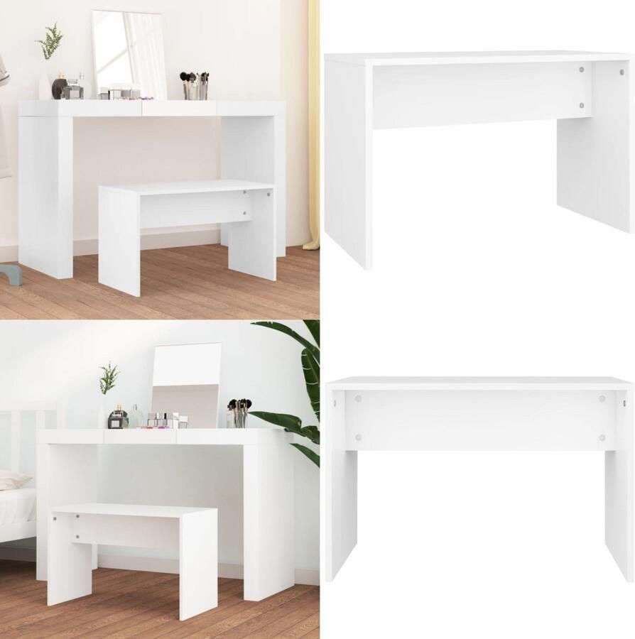 VidaXL Kaptafelkruk 70x35x45 cm bewerkt hout wit Kaptafelkruk Kaptafelkrukken Kaptafel Kruk Kaptafelkrukje