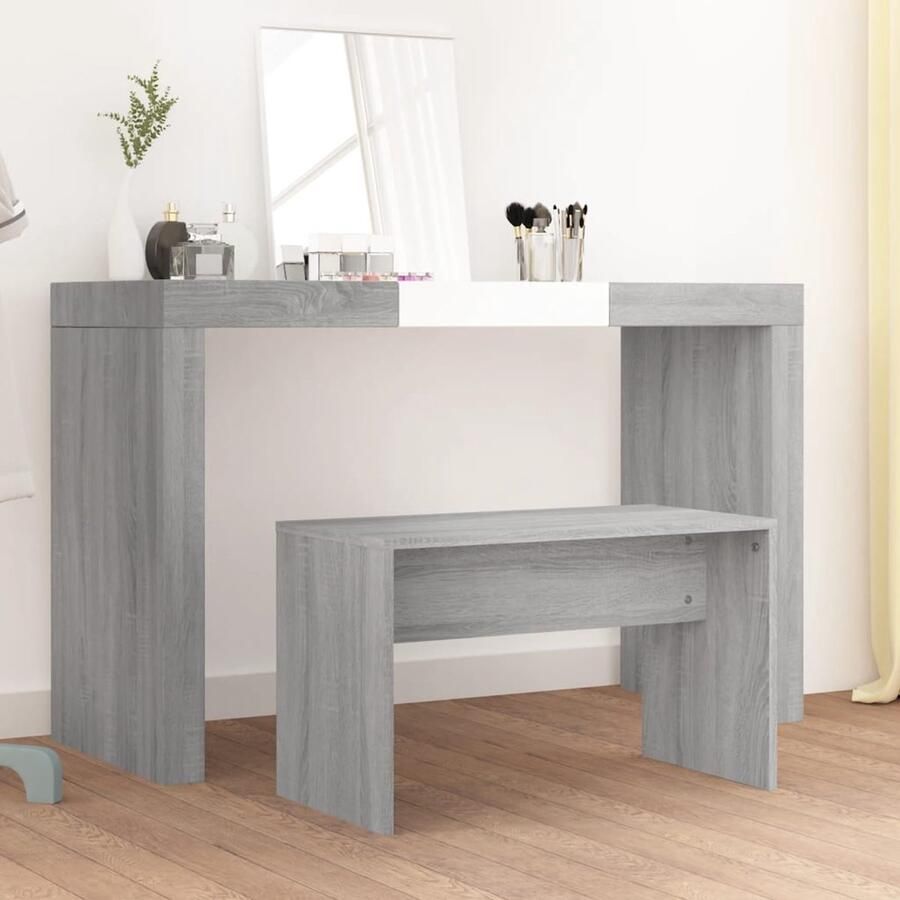 VidaXL Kaptafelkruk Grijs Sonoma Eiken 70 cm Kaptafelkruk Kaptafel Accessoires Make Up Stoel Dressingstoelen Grijze Meubels Houten Meubels Design Hocker - Foto 2